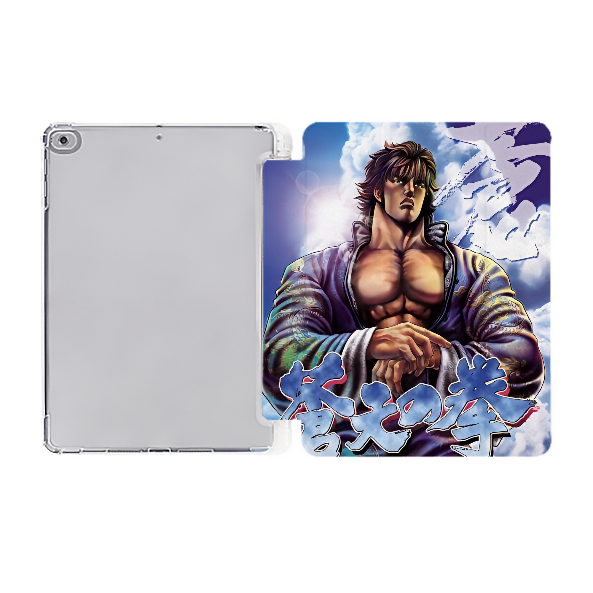 （画像用） 北斗の拳 Fist of the North Star IPad ケース ペン収納付き 三つ折りスタンド PUレザー×シリコン 対応機種9.5/10.5/10.9インチ